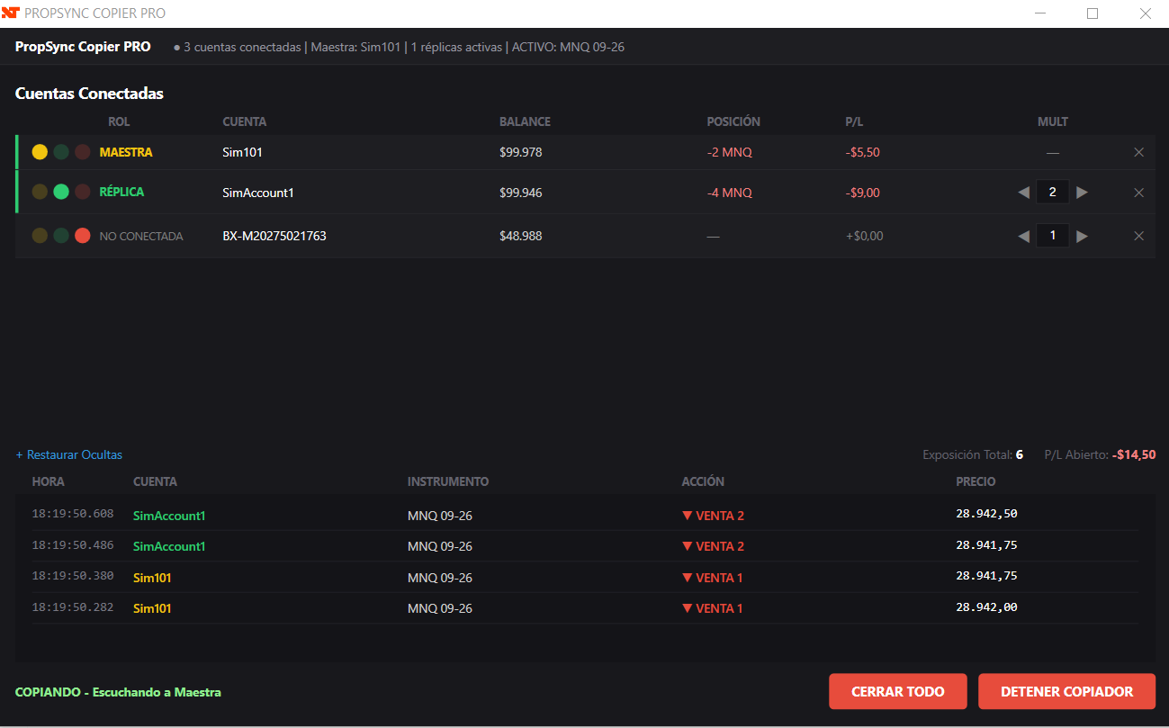 PropSync Copier PRO Interface